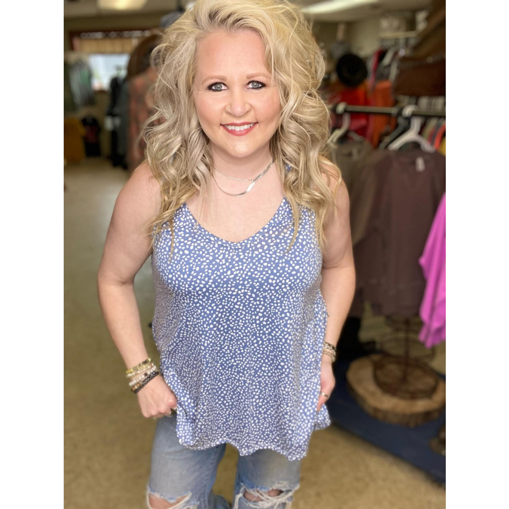 Women's Hopely‎ Tank Top Blue White Size Medium